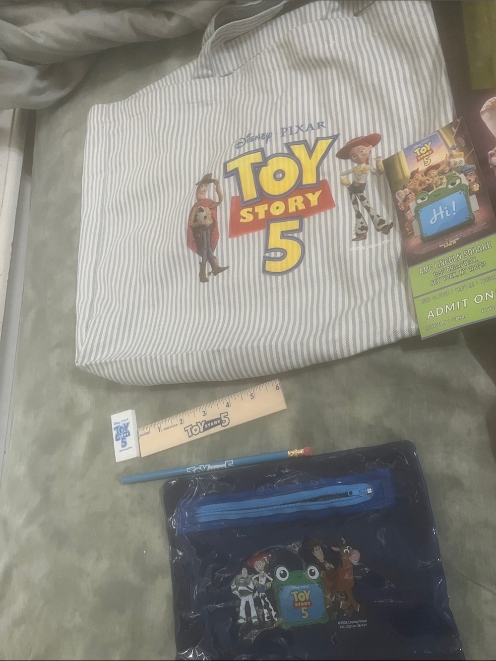 Toy Story 5 Bundle Tote, Ticket, Pencil case, ruler, button Movie posters 6/26 - Picture 6 of 12
